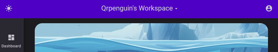 The top header showing the active Workspace name with the dropdown toggle arrow visible